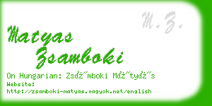 matyas zsamboki business card